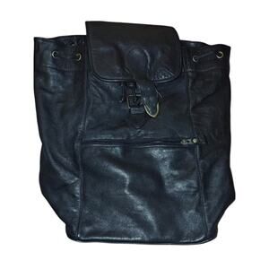 Vintage 90's Black Genuine Leather Virginia Slims Backpack Tote